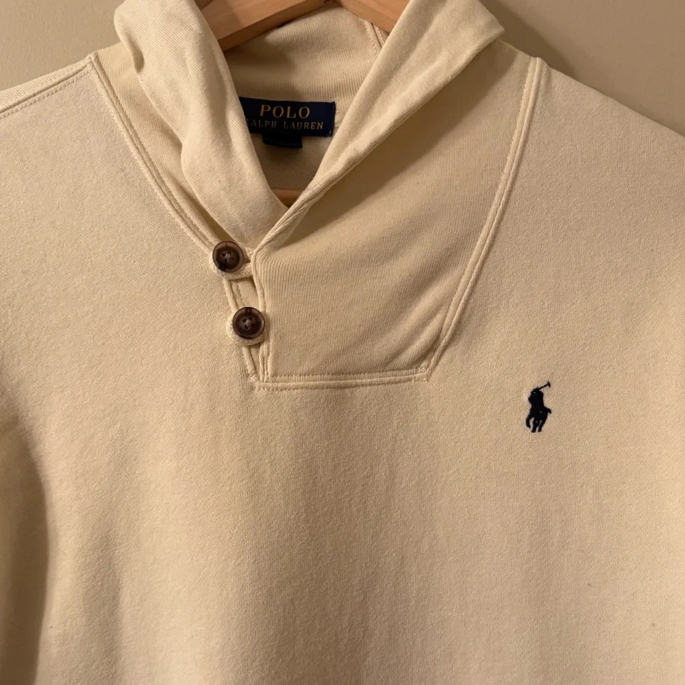 Polo Ralph Lauren Cream Shawl Collar Sweatshirt Boys Size Large 14-16
